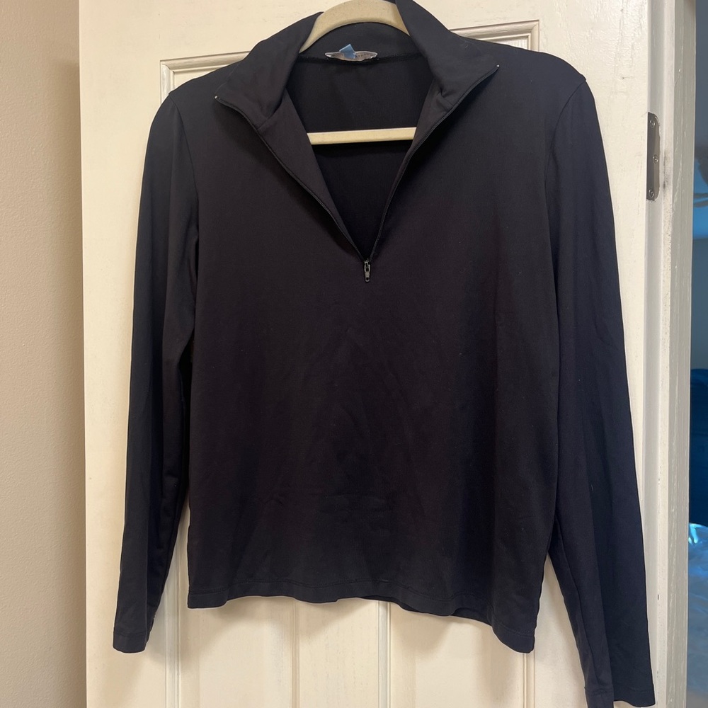 White + Warren Black Women’s Quarter Zip Up size M